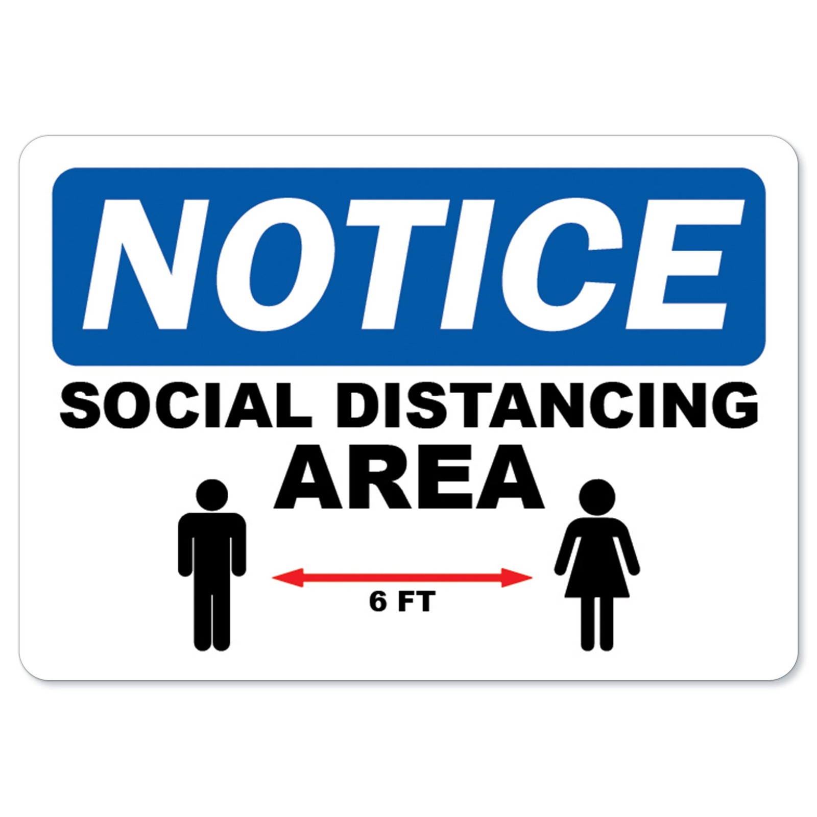 Social Distancing Area OSHA Notice Sign Metal Plastic Decal