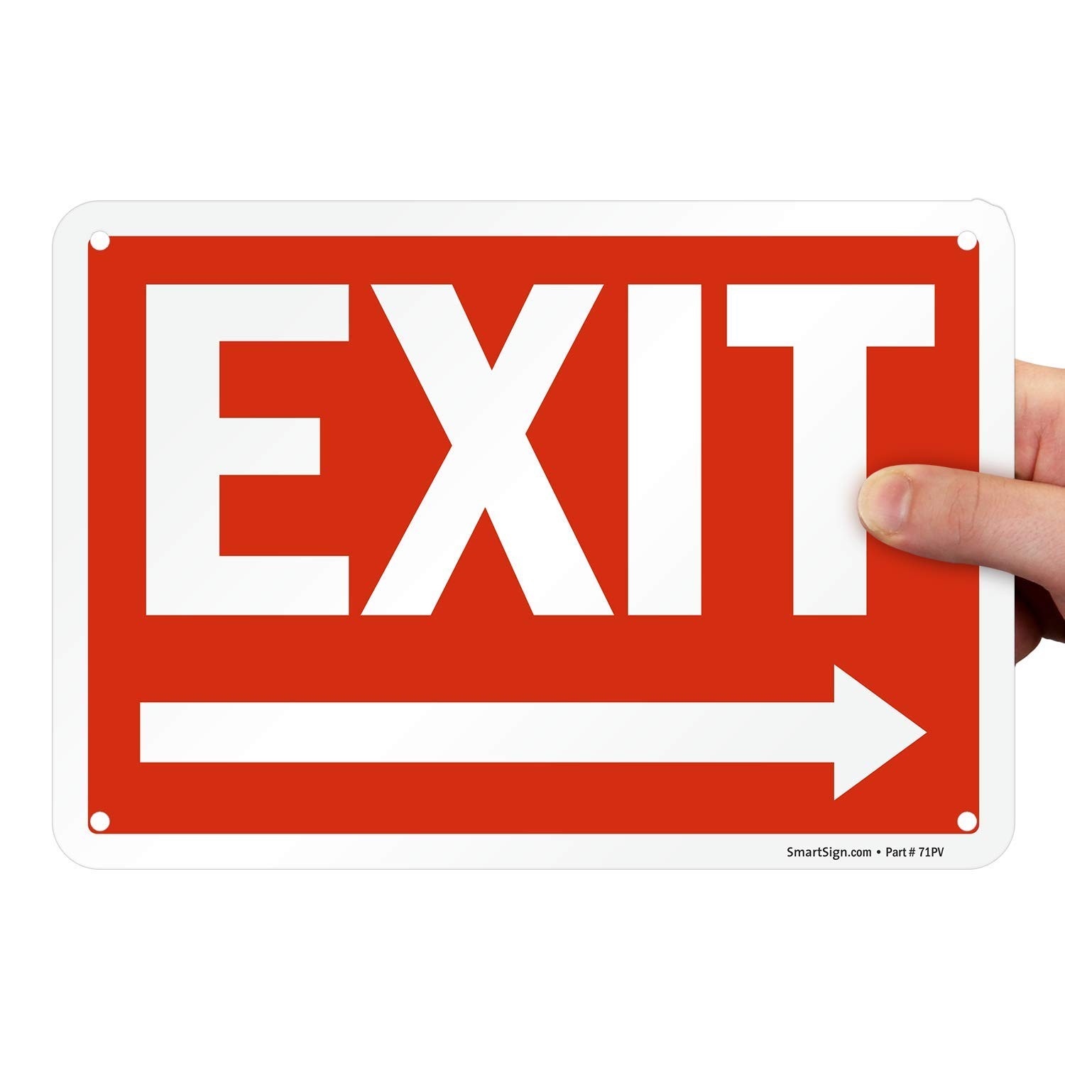 S1253PL10 Exit Sign Right Arrow 7×10 Inch Plastic White On Red