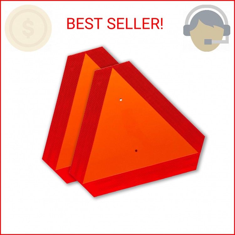 2 Pack Slow Moving Vehicle Triangle Sign, Plastic Farm Triangle Safety Sign, SMV