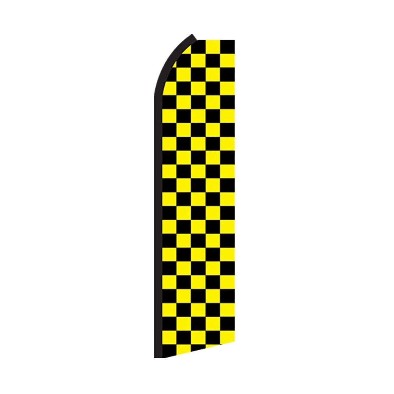 Black & Yellow Checkered Swooper Flutter Feather Flag | 3ft W x 11.5ft Tall
