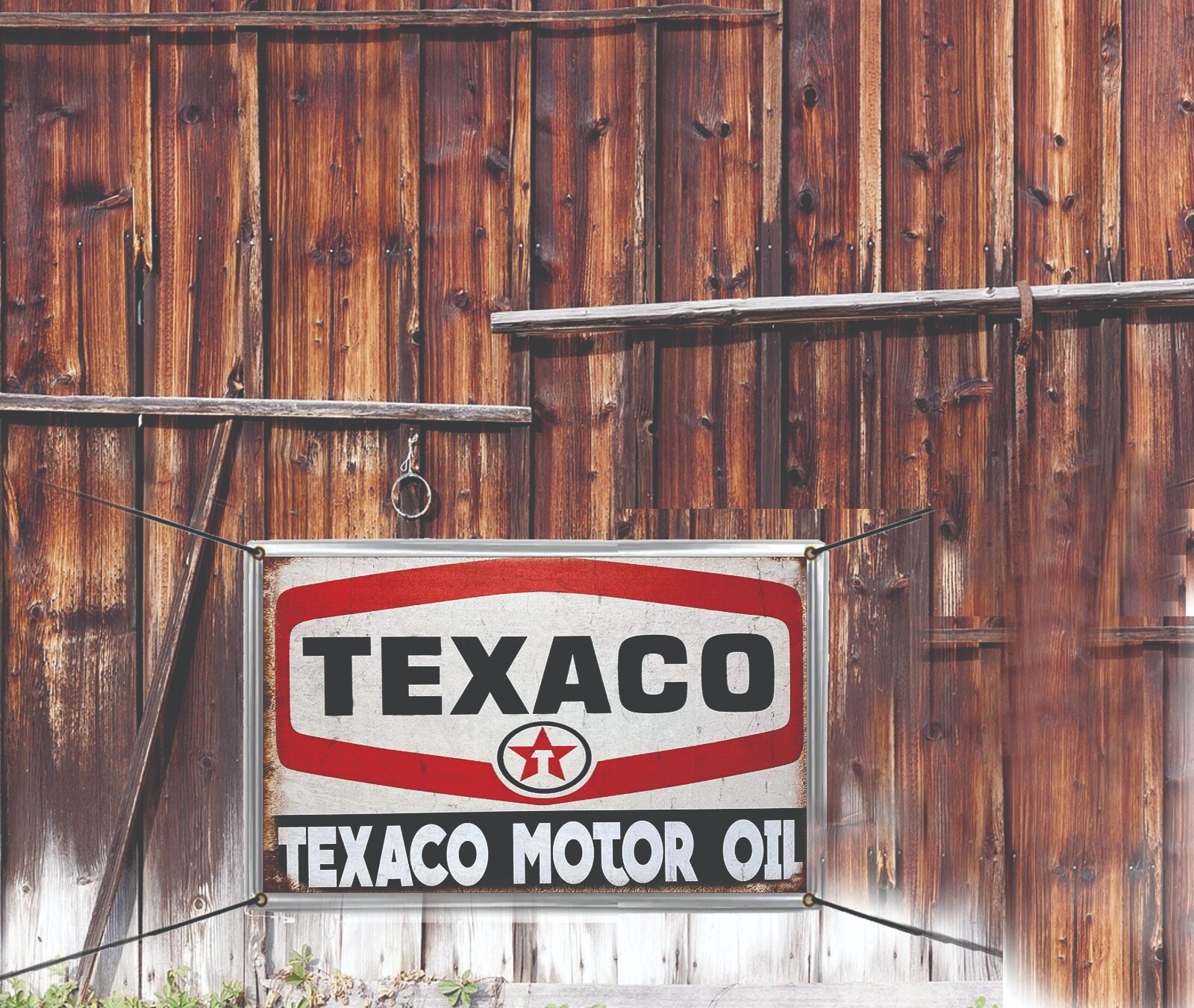 Texaco Motor Oil Sign Vinyl Banner Vintage Signs Distressed Remake