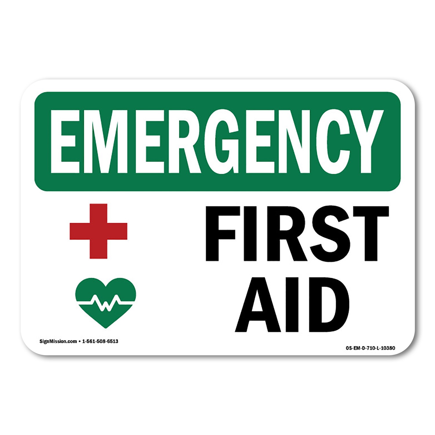 First Aid OSHA ANSI Emergency Sign Metal Plastic Decal