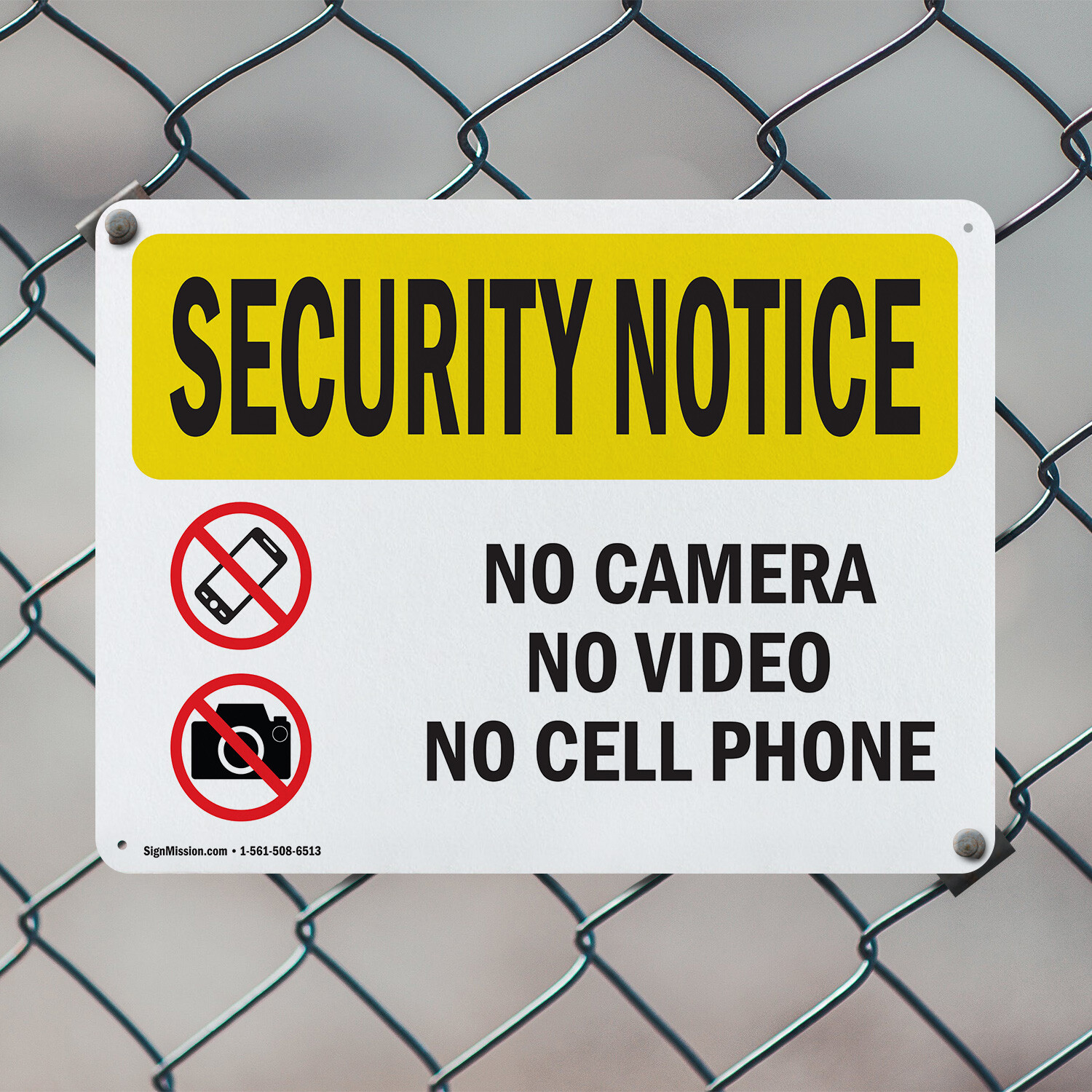(2 Pack) No Camera No Video No Cell Phone OSHA Security Notice Sign Decal Metal