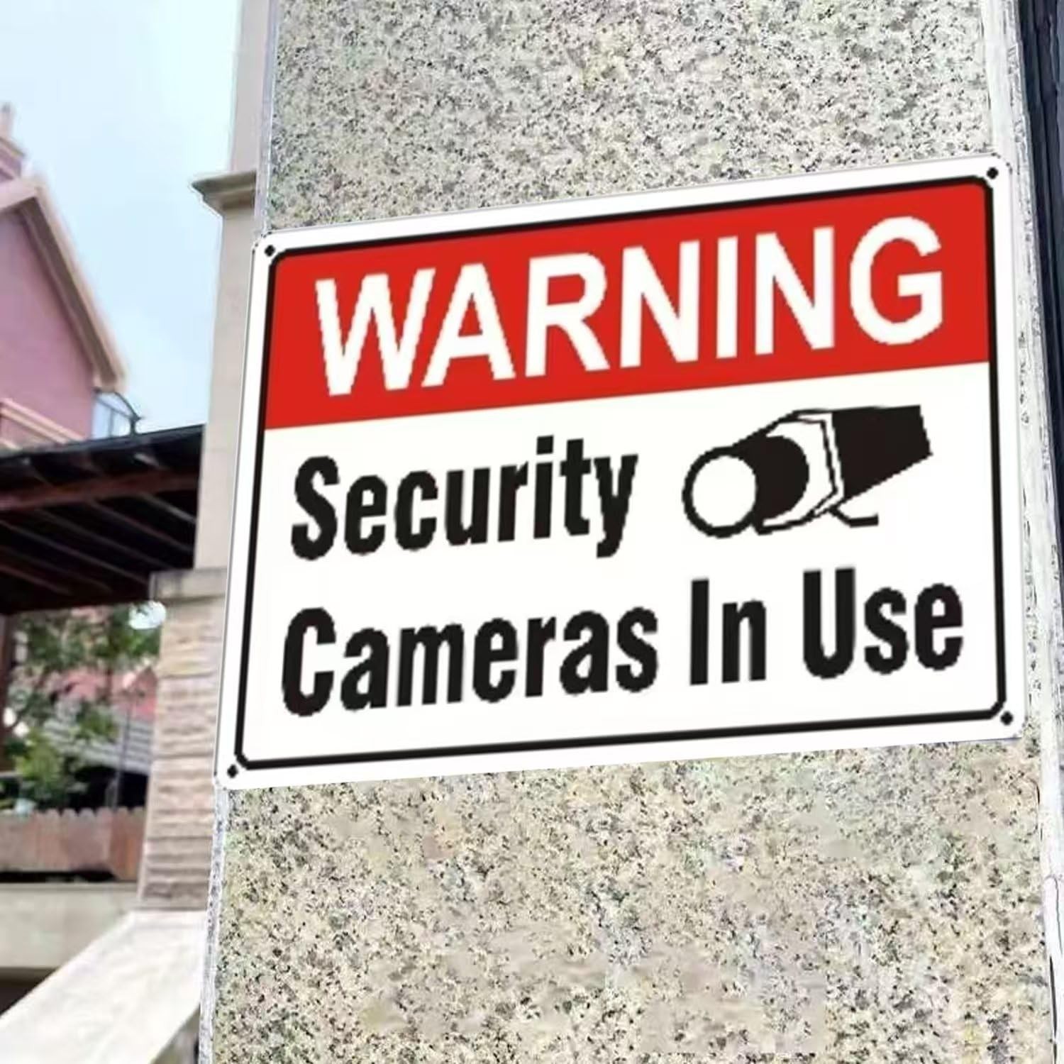 4 Pack Warning Security Cameras in Use Sign, Durable Weather Resistant Styren…