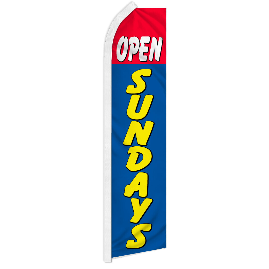 Open Sundays Advertising Swooper Feather Flutter Flag Open RD/BL