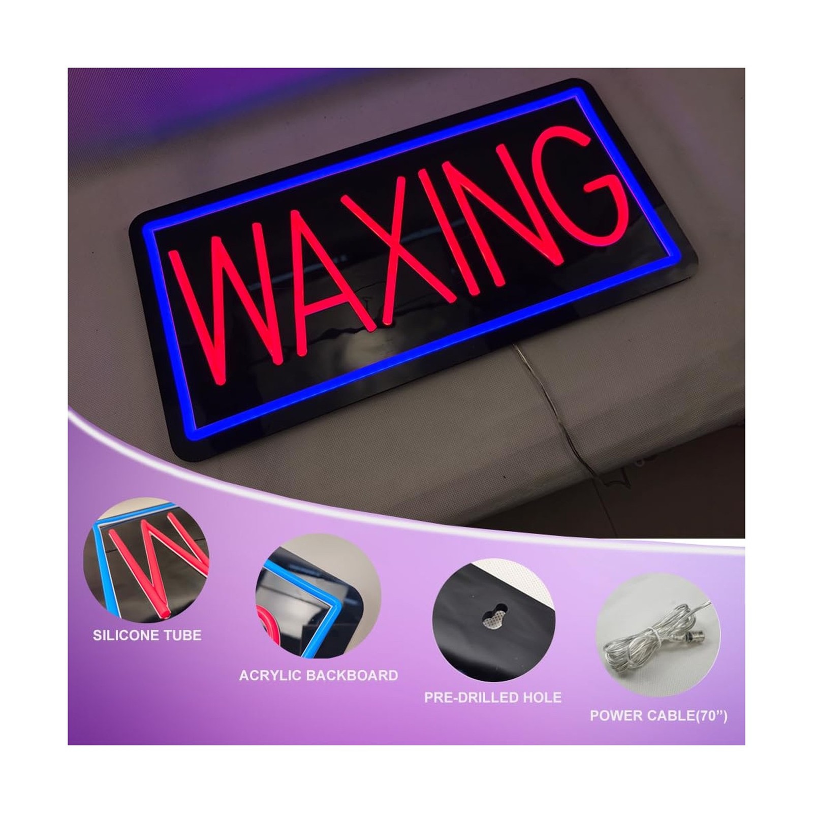 Sparrkirrt Waxing LED Neon Sign – Acrylic Beauty Salon Decor