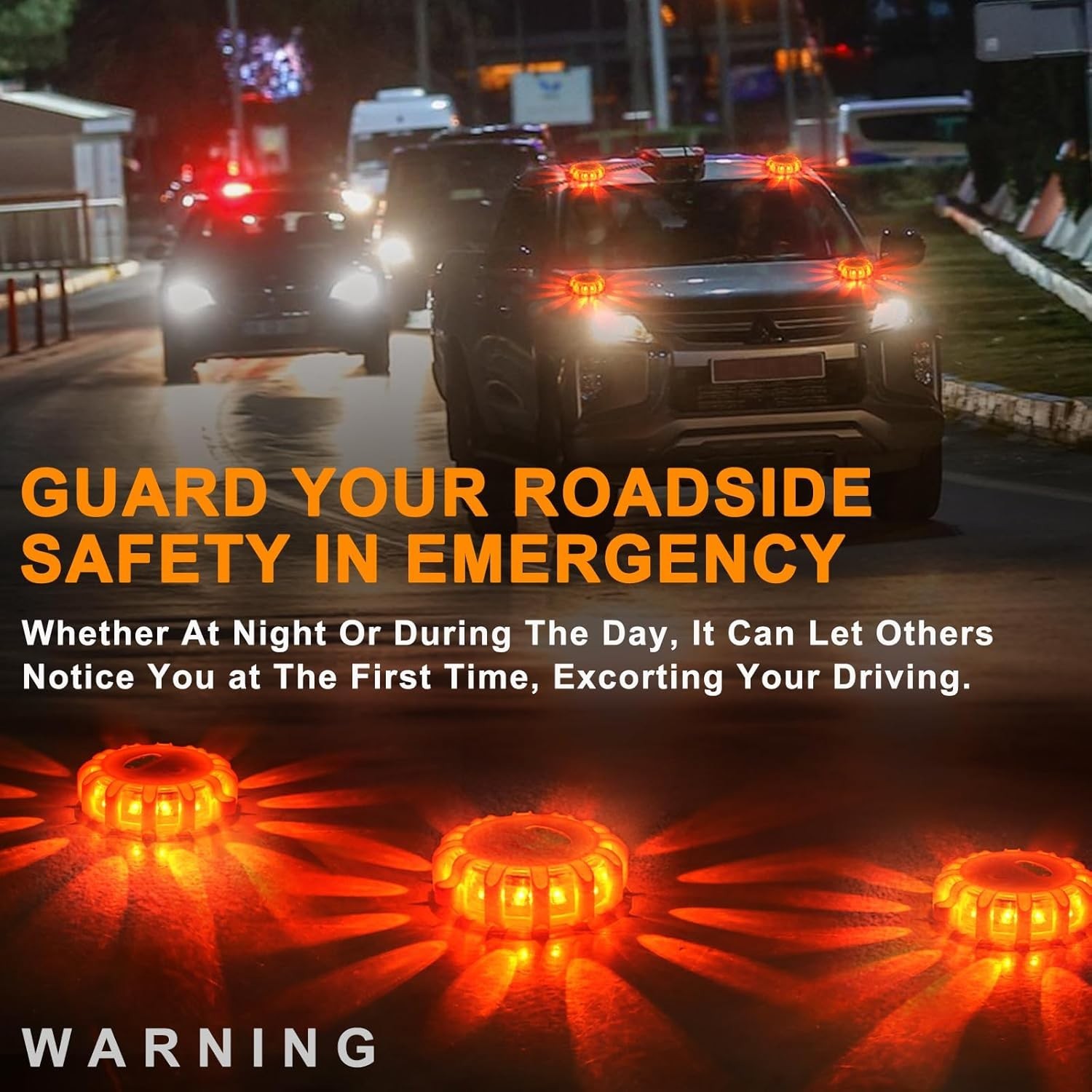 LED Road Flares Rechargeable Safety Flashing Warning Light Roadside Emergency Di