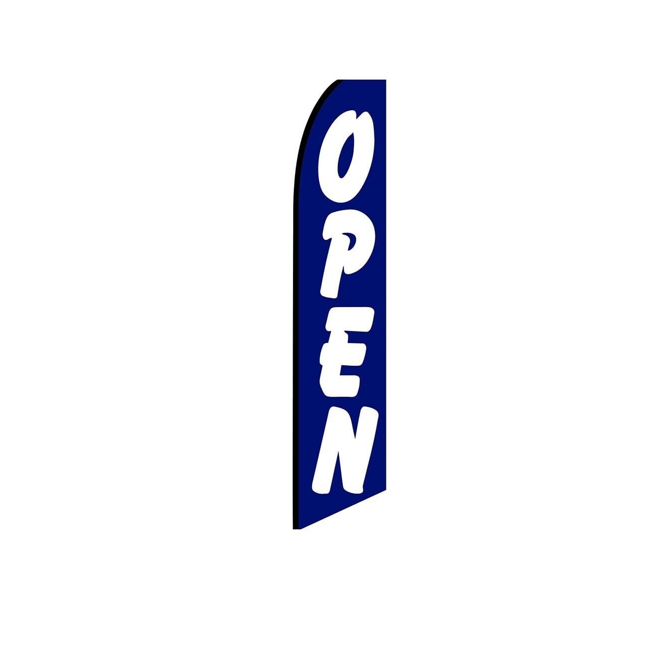 Open Blue Swooper Flutter Feather Flag | 3ft W x 11.5ft Tall