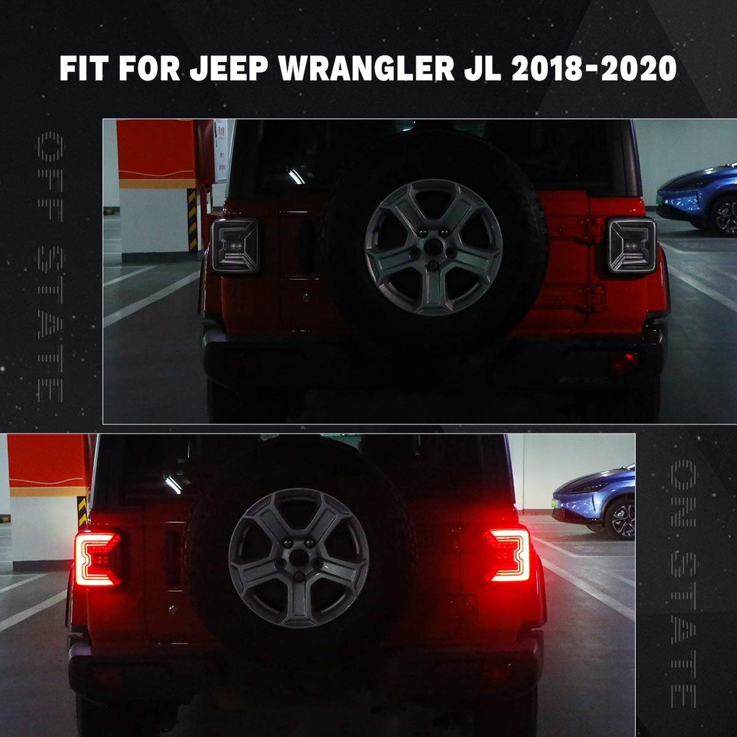 AUDEXEN LED Tail Lights for Jeep Wrangler JL JLU 2018–2024, C-Shaped Rear