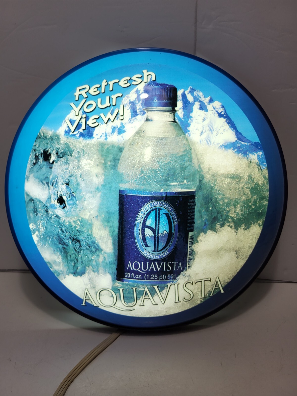 Vintage Aquavista Light Up Sign Round Nice Tested Working Great
