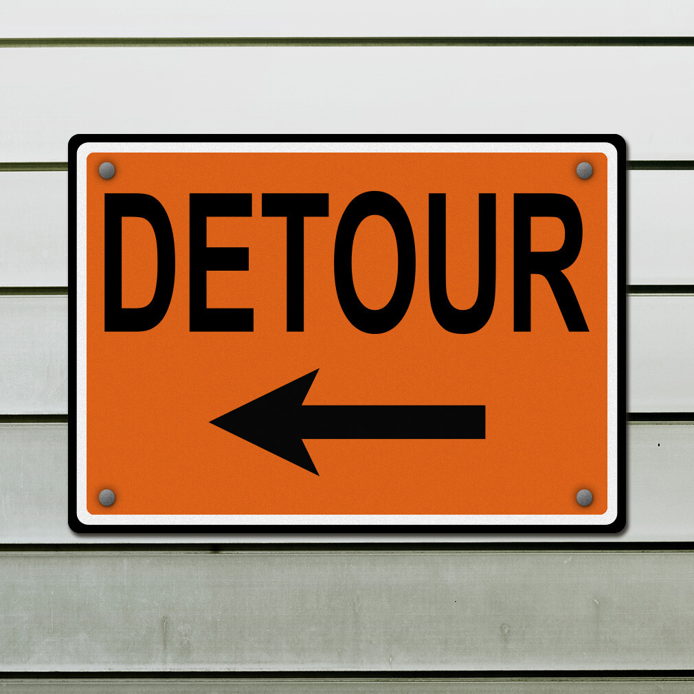 Horizontal Metal Sign Left Arrow Detour B Traffic Weatherproof Street Signage