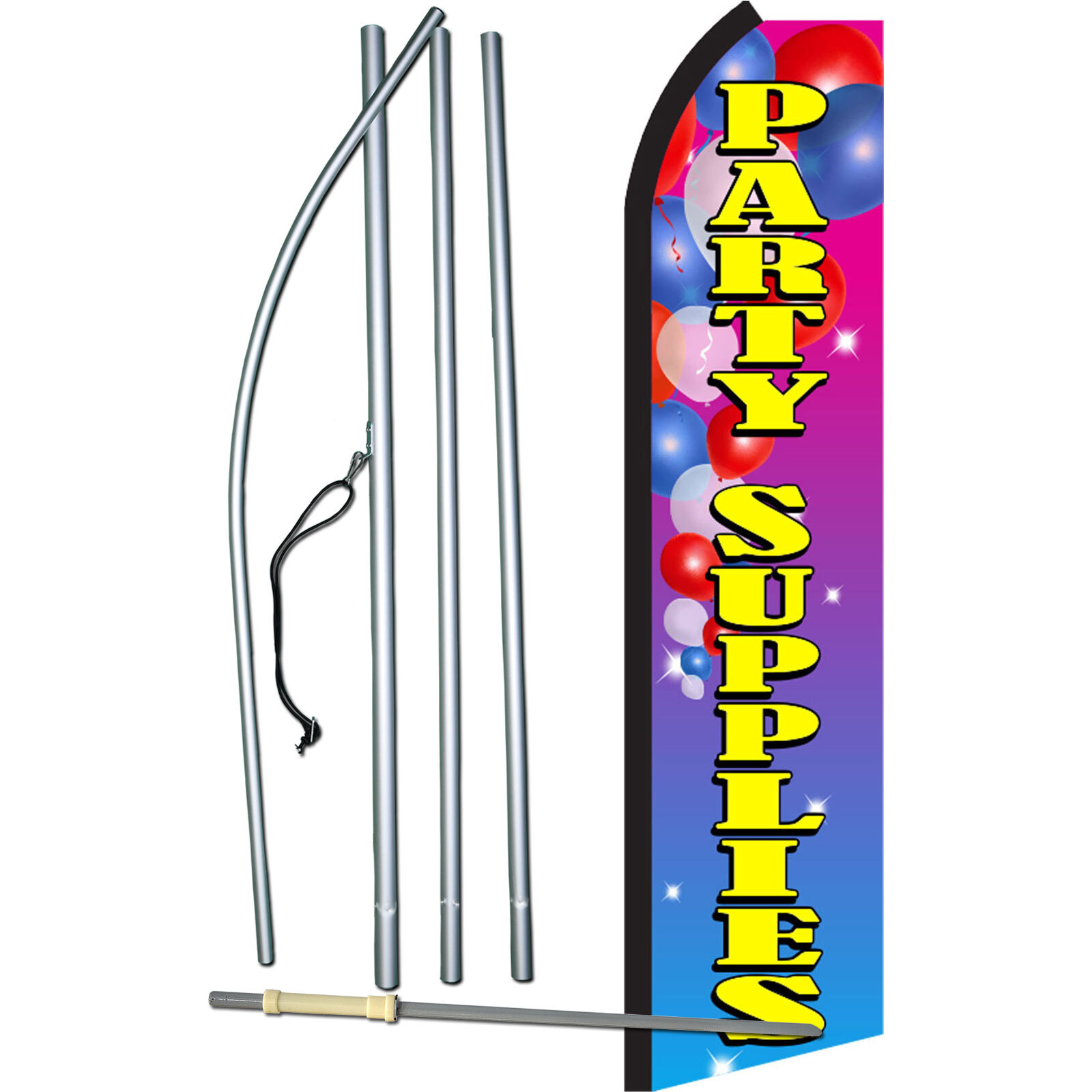 Party Supplies Pink And Yellow Complete Swooper Flag Bundle