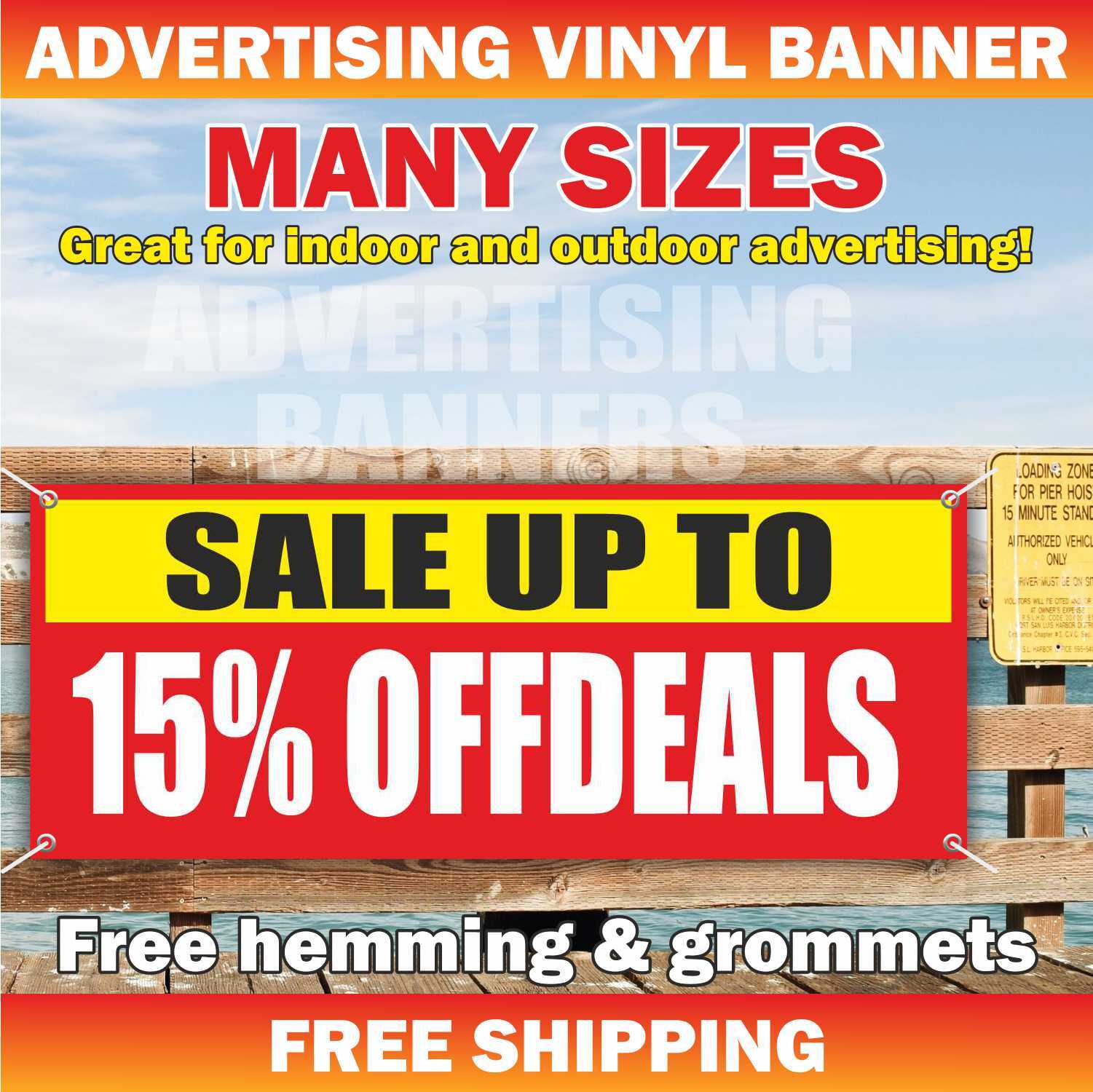 SALE UP 15% OFF DEALS Advertising Banner Vinyl Mesh Sign Flag discount clearance