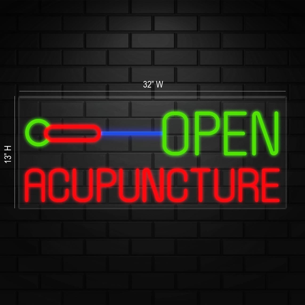 Open Acupuncture Neon Sign for Retail Displays |LED Flex Neon |32″W x 13″H x 1″D