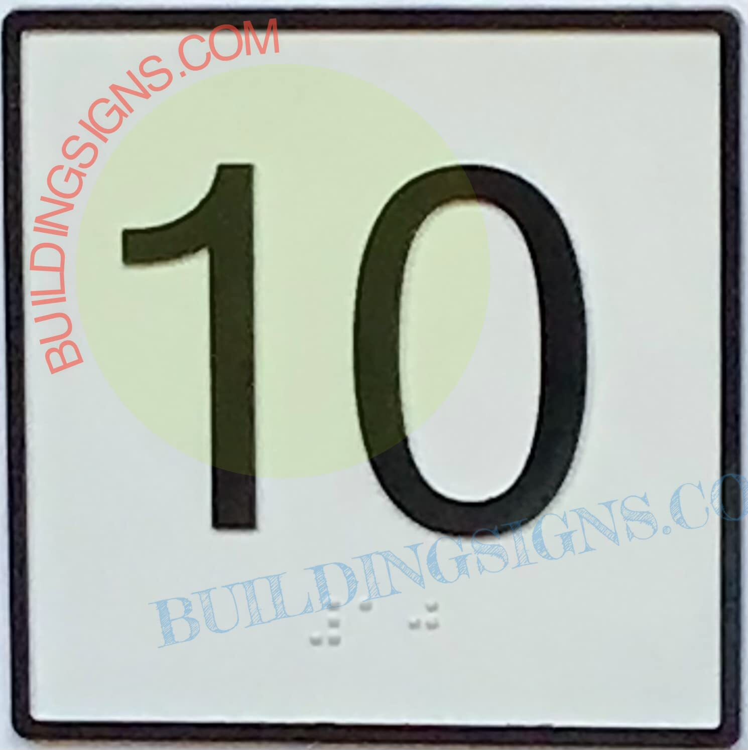Elevator Floor Number 10 Sign- Elevator JAMB Plate Floor 10 Sign