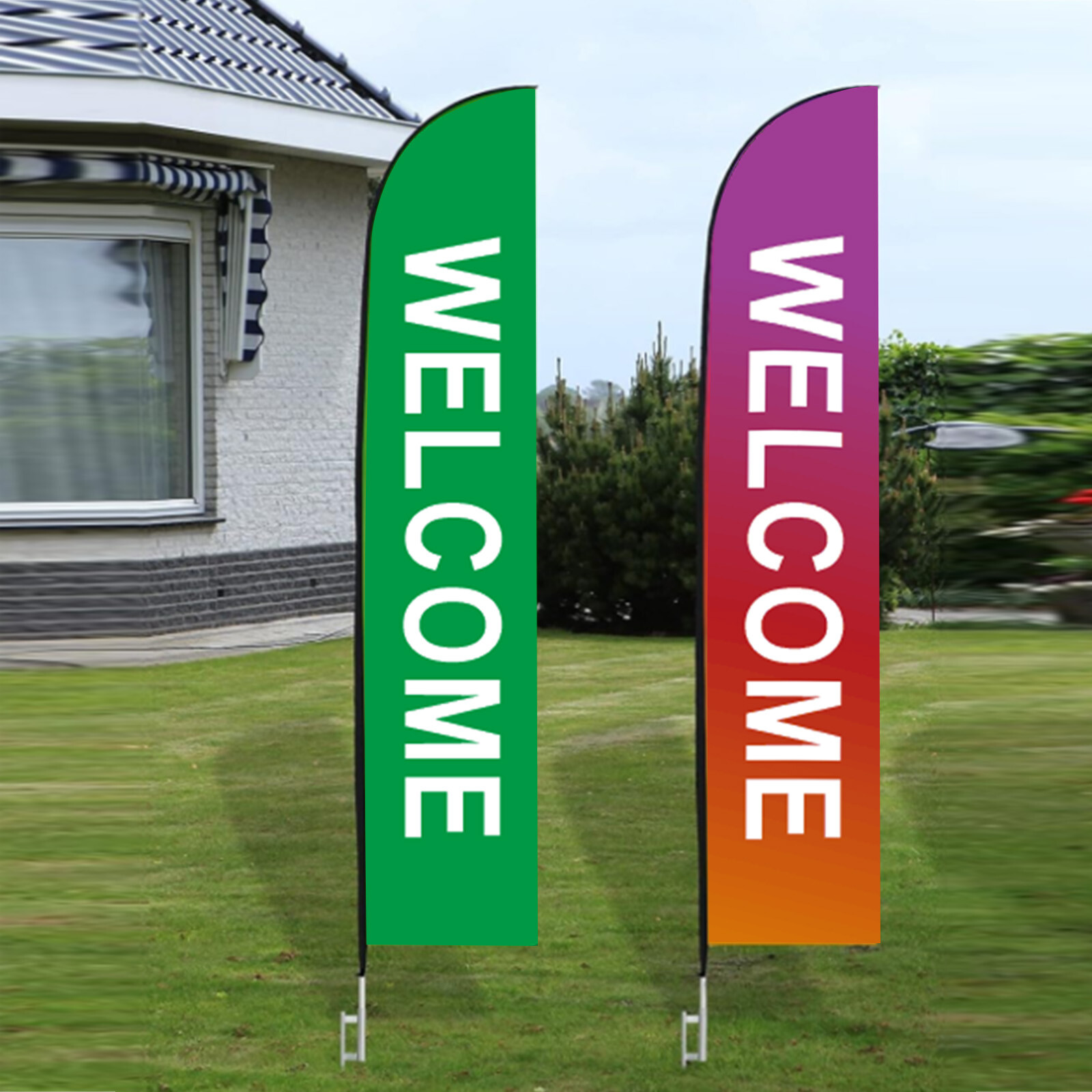 2/3/4 Banner Flags, Poles, Ground Stakes, Grand Opening Flag Banner Pole Kit