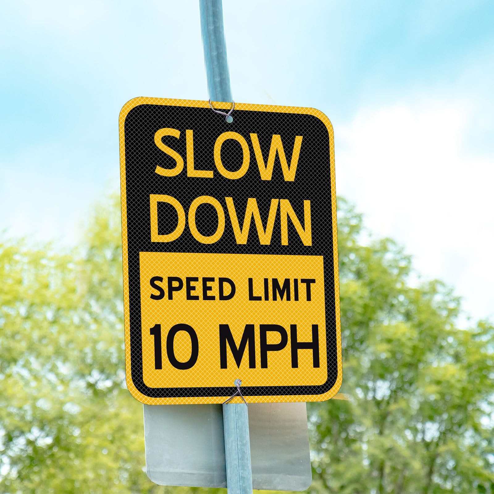 Silkfly 6 Pcs Yellow Slow Down Speed Limit 10 MPH Sign 16.5 x12 Inch Speed Li…