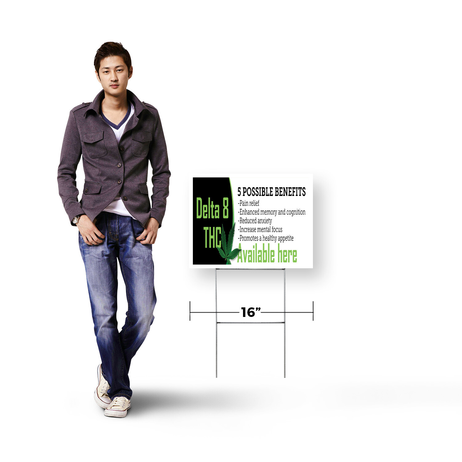 Delta 8 THC Available Here Yard Sign Herbal Wellness, CBD Shops, Customer Ready