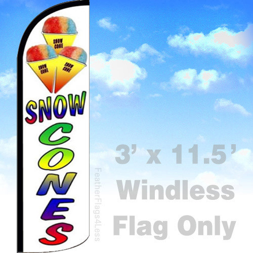 SNOW CONES Windless Swooper Feather Flag 3×11.5′ Banner Sign – wq