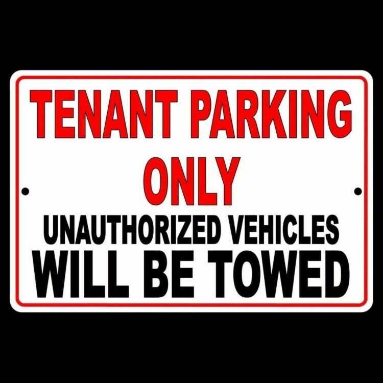 Tenant Parking Only Unauthorized Vehicles Will Be Towed Metal Sign/ Magnetic