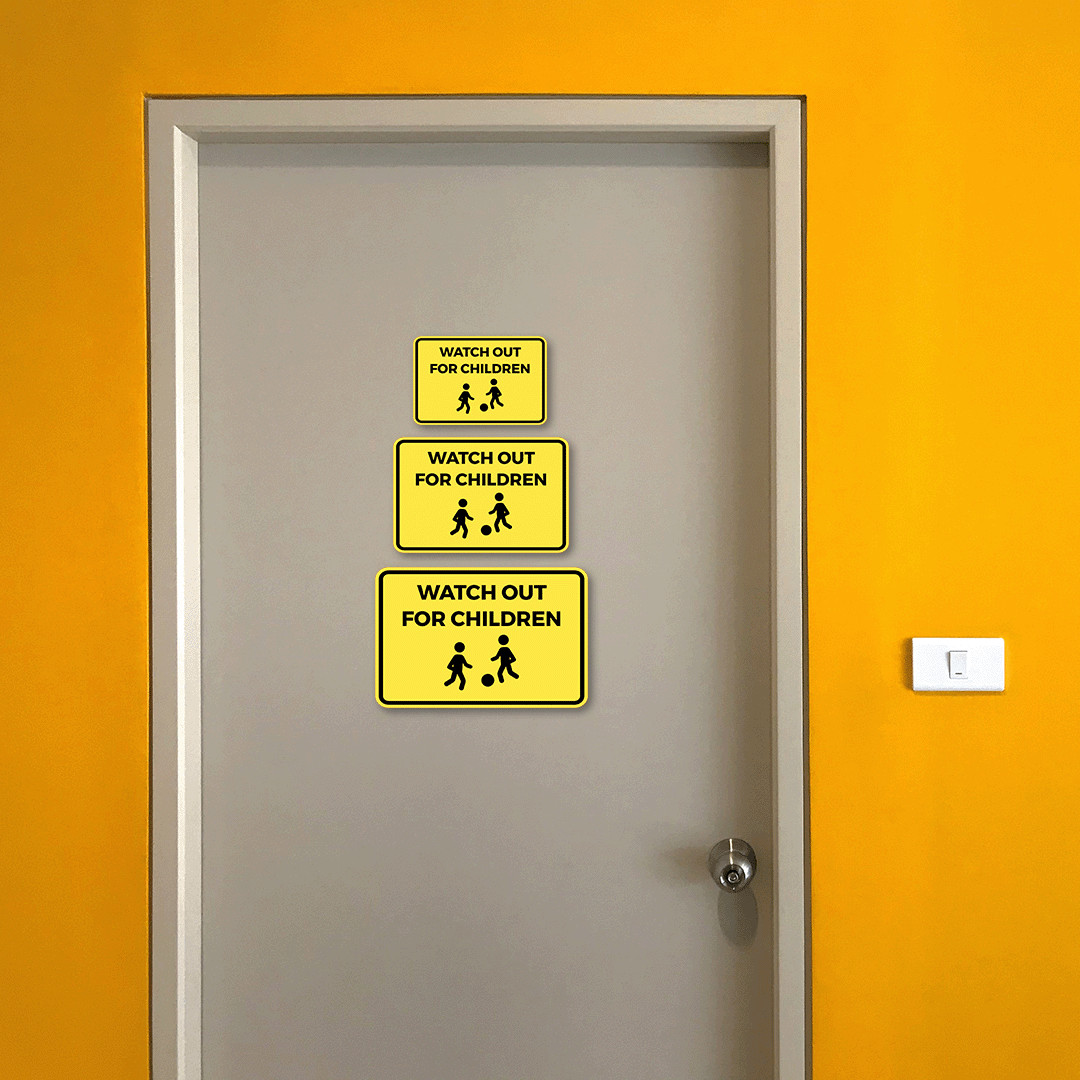 Classic Framed Plus Watch Out For Children Wall or Door Sign