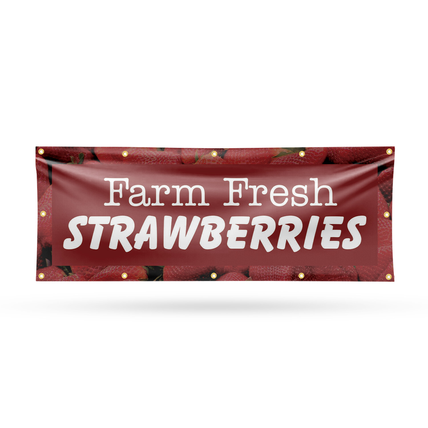 Farm Fresh Strawberries Vinyl Banner Sign with Metal Grommets Heavy-Duty