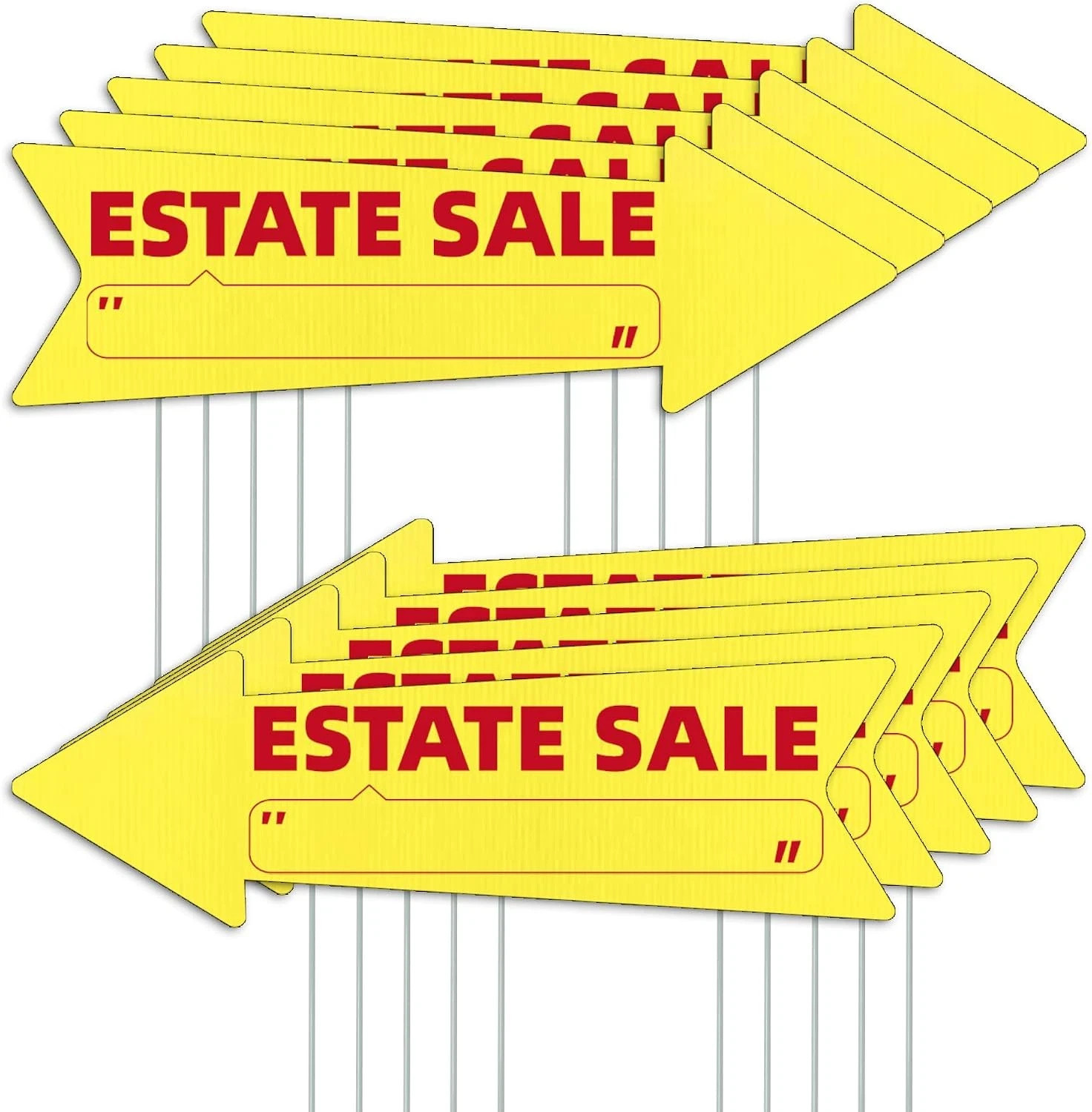 Estate Sale Yellow Arrow Yard Signs with Stakes-16 x 5 in Double Sided,For 10