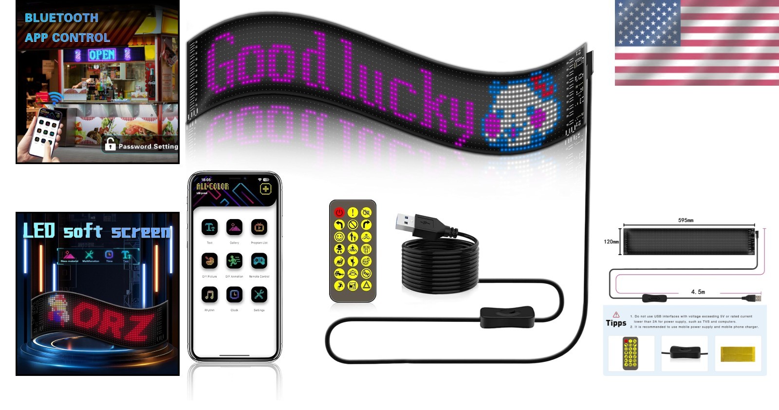 Custom Programmable LED Windshield Display for Cars, SUVs & Trucks – 12×59.5cm
