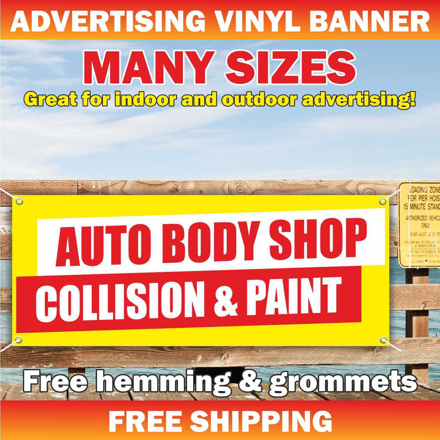 AUTO BODY SHOP COLLISION PAINT Advertising Banner Vinyl Mesh Sign Flag service