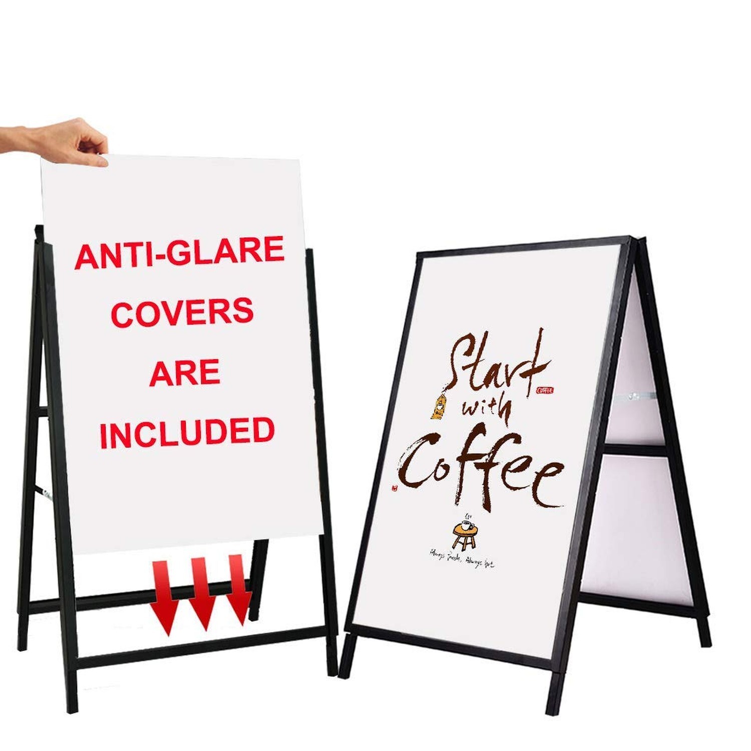 A Frame Sidewalk Sign 24×36 inches Sandwich Board Signs Outdoor Heavy Duty Do…