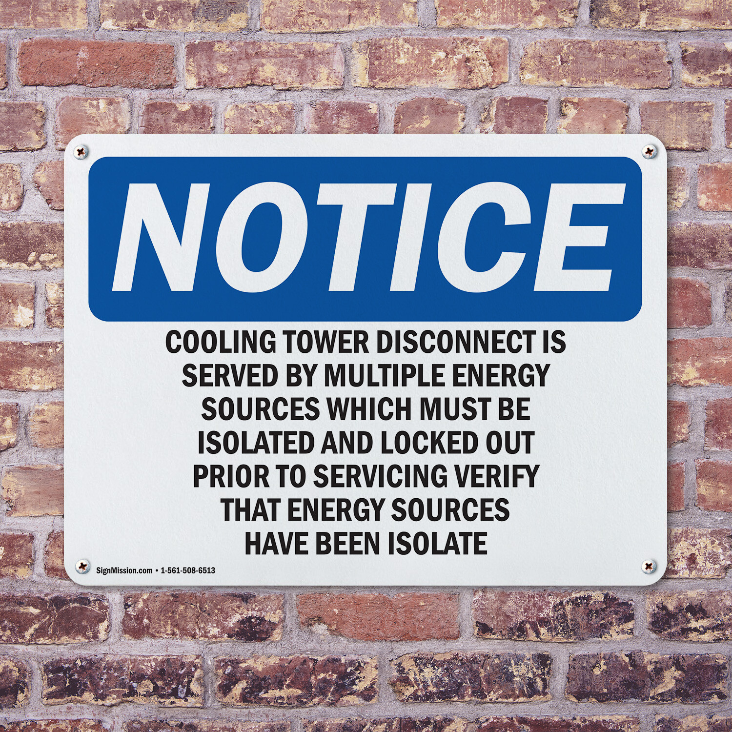 (2 Pack) Cooling Tower Disconnect Is Served By Multiple OSHA Notice Sign Decal