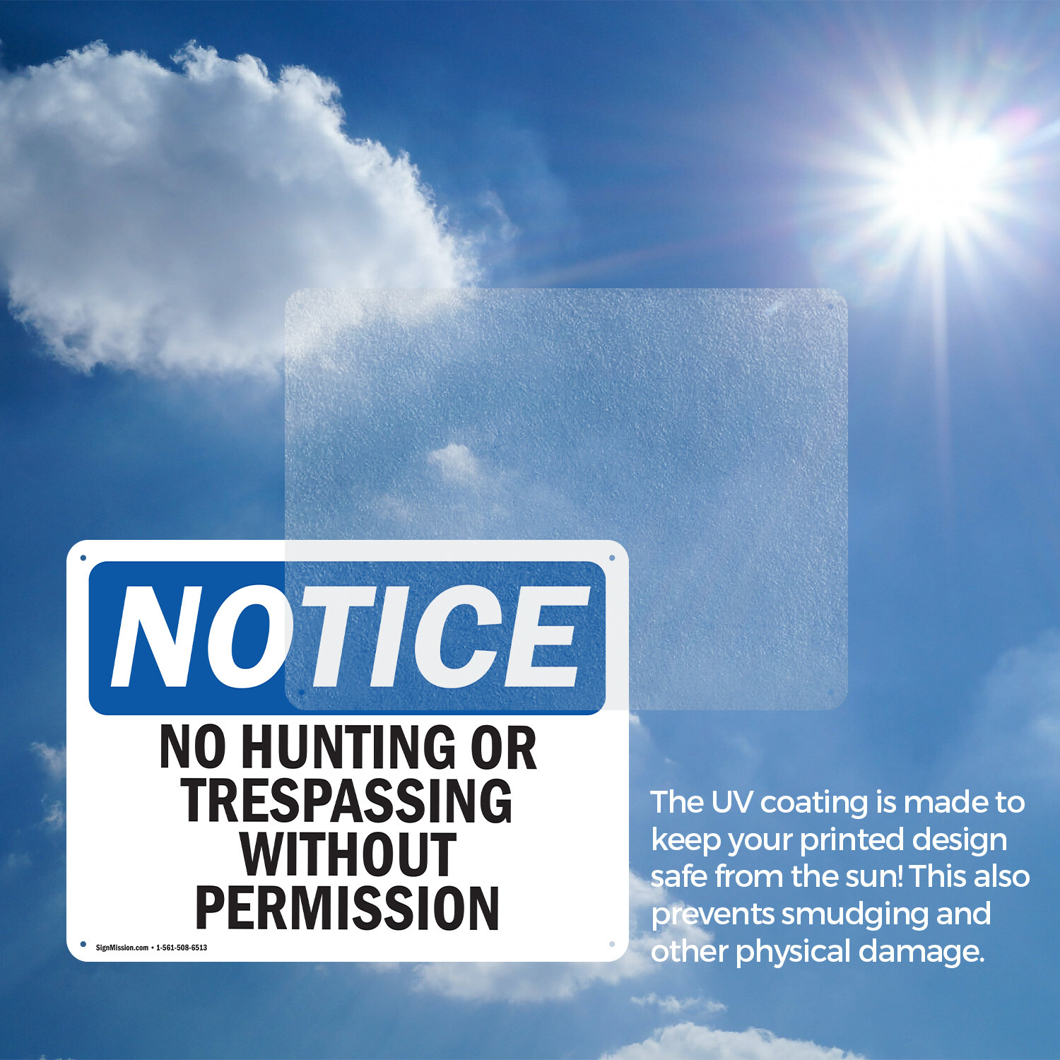 (2 Pack) No Hunting Or Trespassing Without Permission OSHA Notice Sign Decal