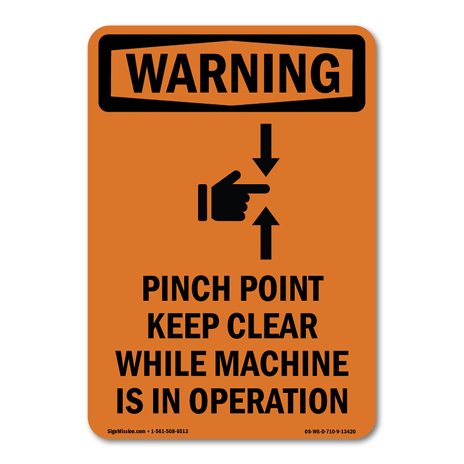 Pinch Point Keep Clear ANSI Warning Sign Metal Plastic Decal