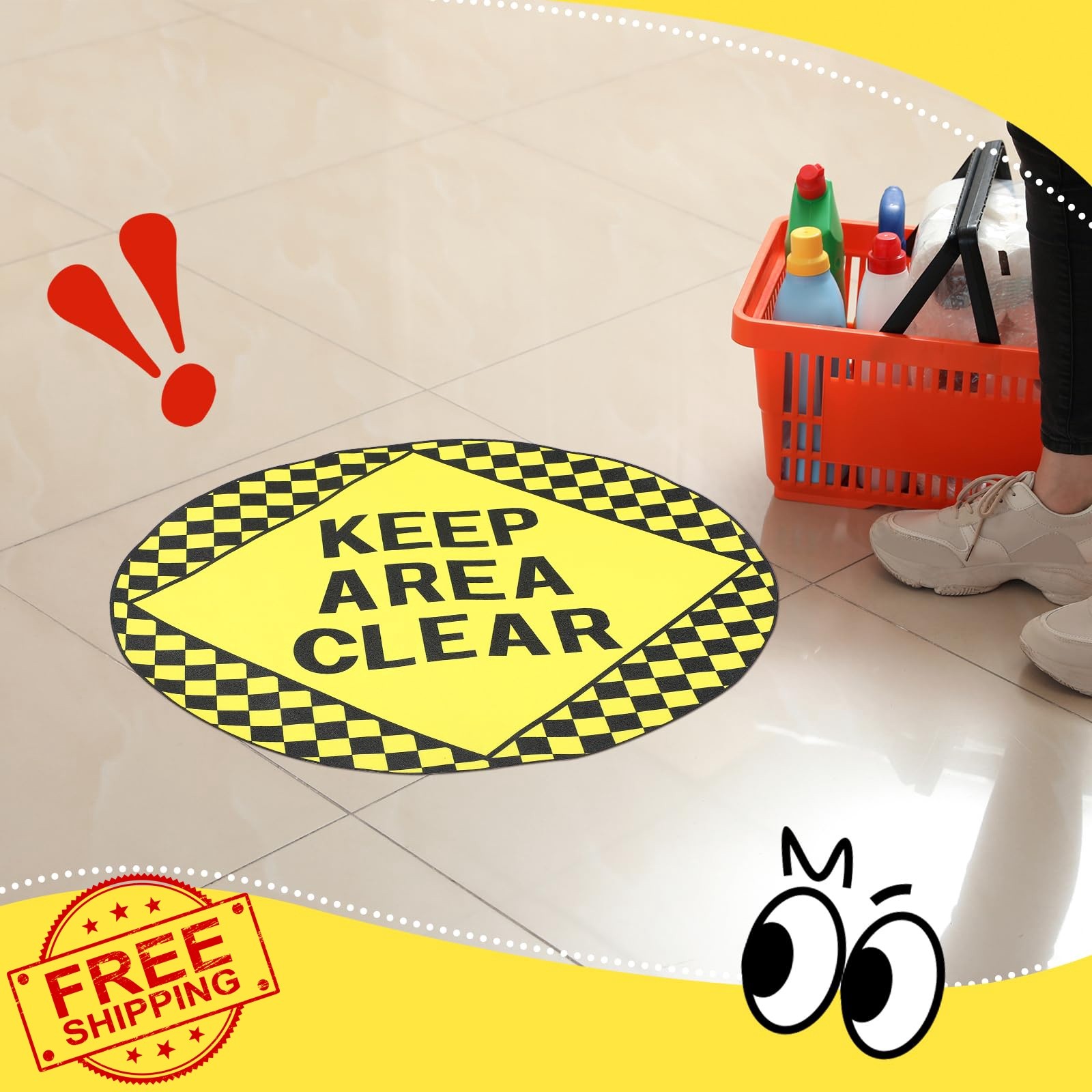 Yexiya 5 Pcs Keep Area Clear Floor Sign