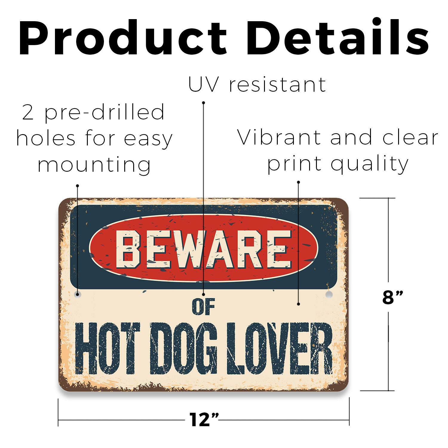 Hot Dog (3 Pack) Plastic Street Sign Crossing Warning Vintage Rustic Beware