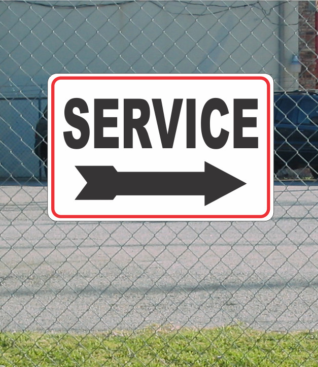 SERVICE w/ Right Arrow Metal Sign for Street Road Highway Parking Lot 12″x18″