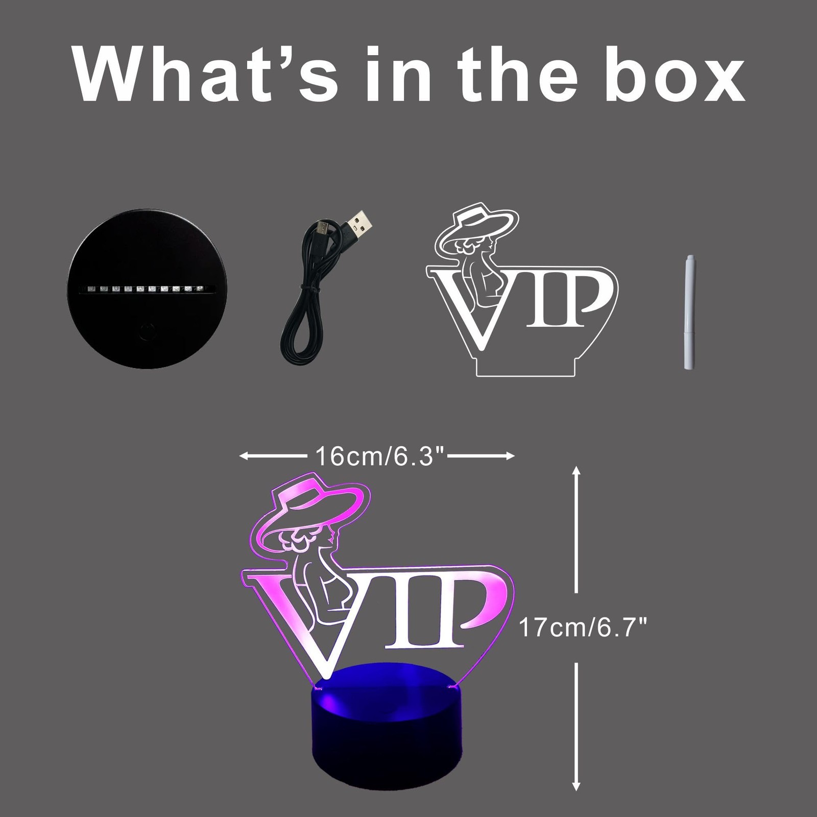 LED VIP Reserved Table Sign Night Light Luminous Menu Holder Board Black