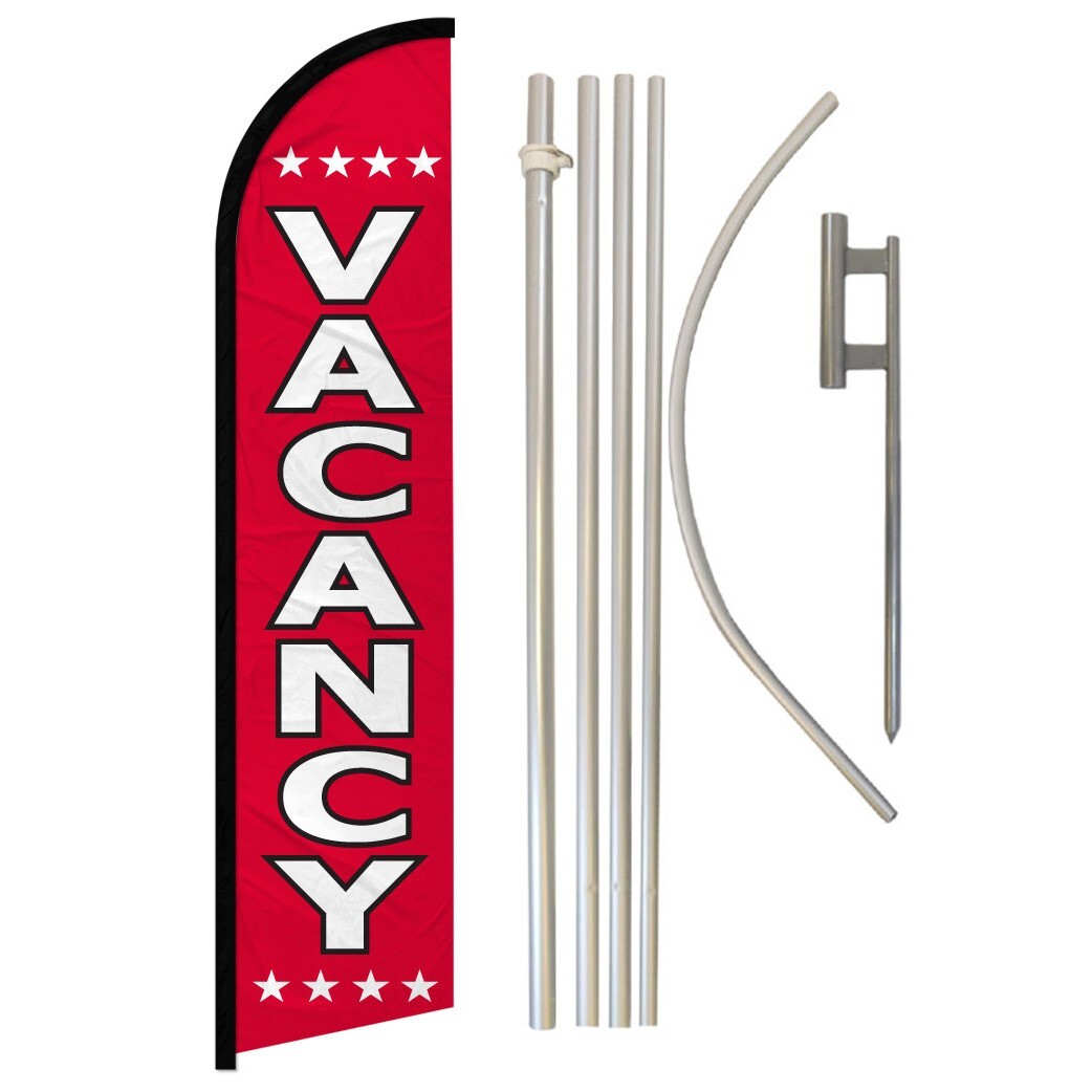 Vacancy Windless Banner Swooper Advertising Flag Kit Real Estate Apartments