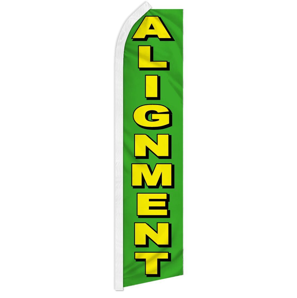 “ALIGNMENT” advertising super flag swooper banner business sign auto car green