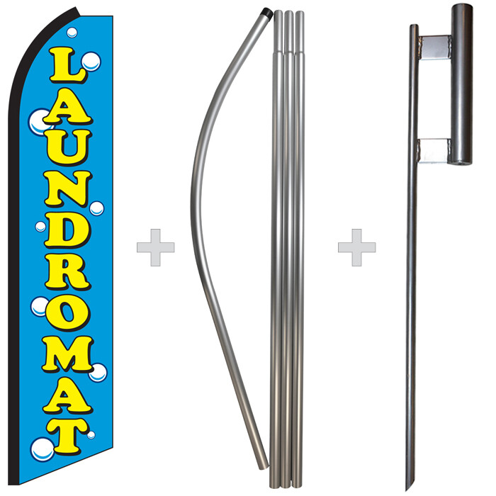 Laundromat 15′ Tall Swooper Flag & Pole Kit Feather Super Banner