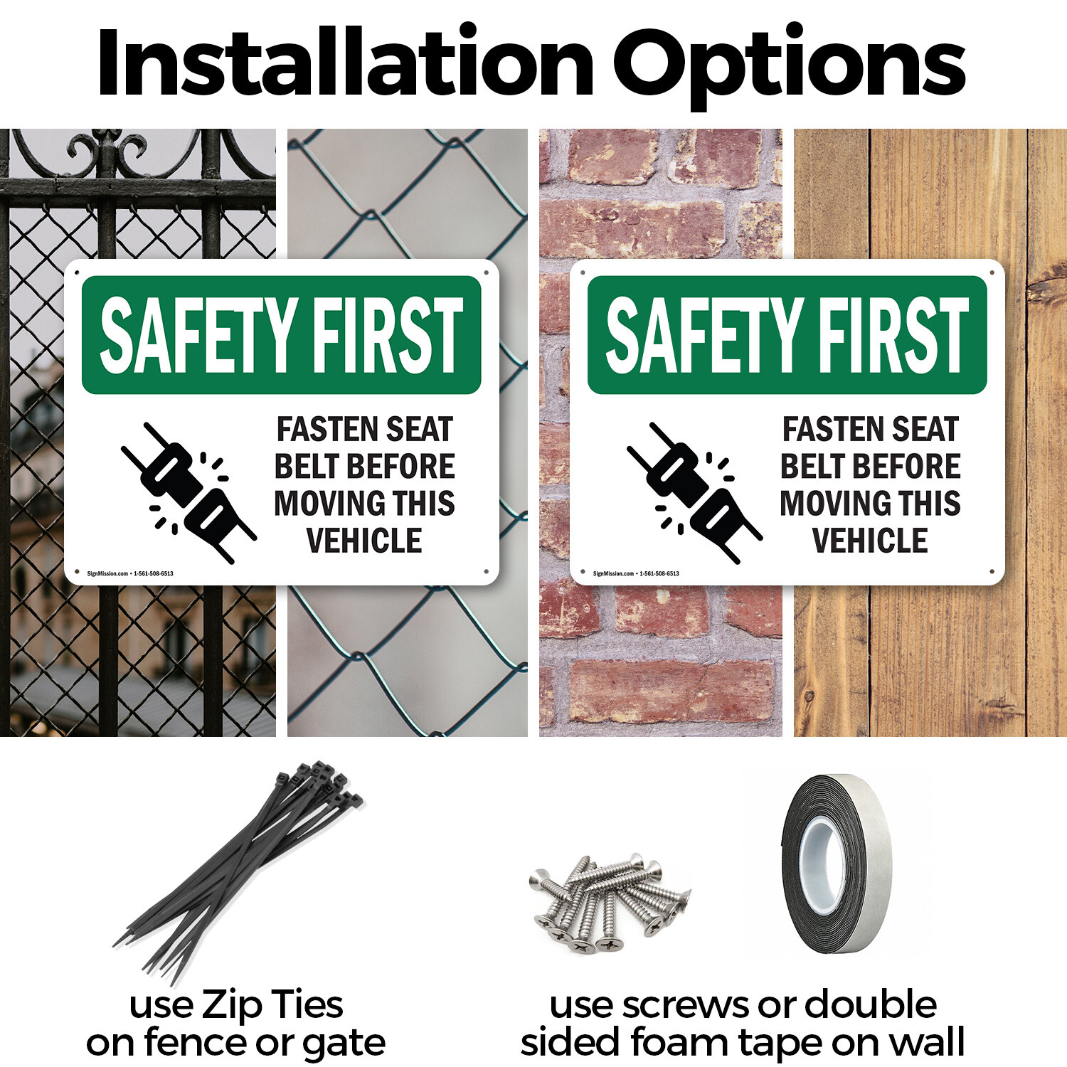 (2 Pack) Fasten Seat Belt Before Moving Vehicle OSHA Safety First Sign Decal