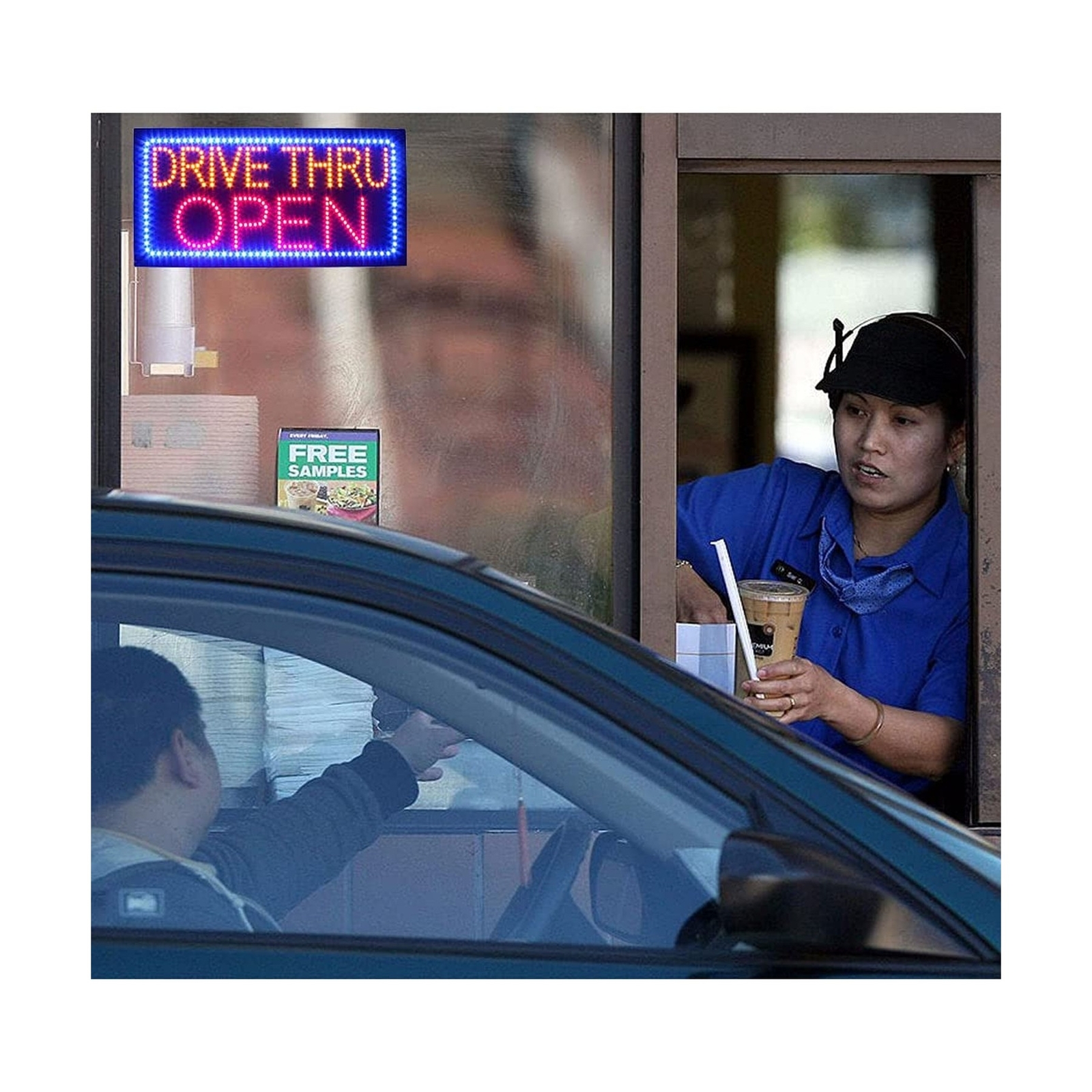 LED Drive Thru Sign for Business, Super Bright LED Open Sign for Fast Food, E…