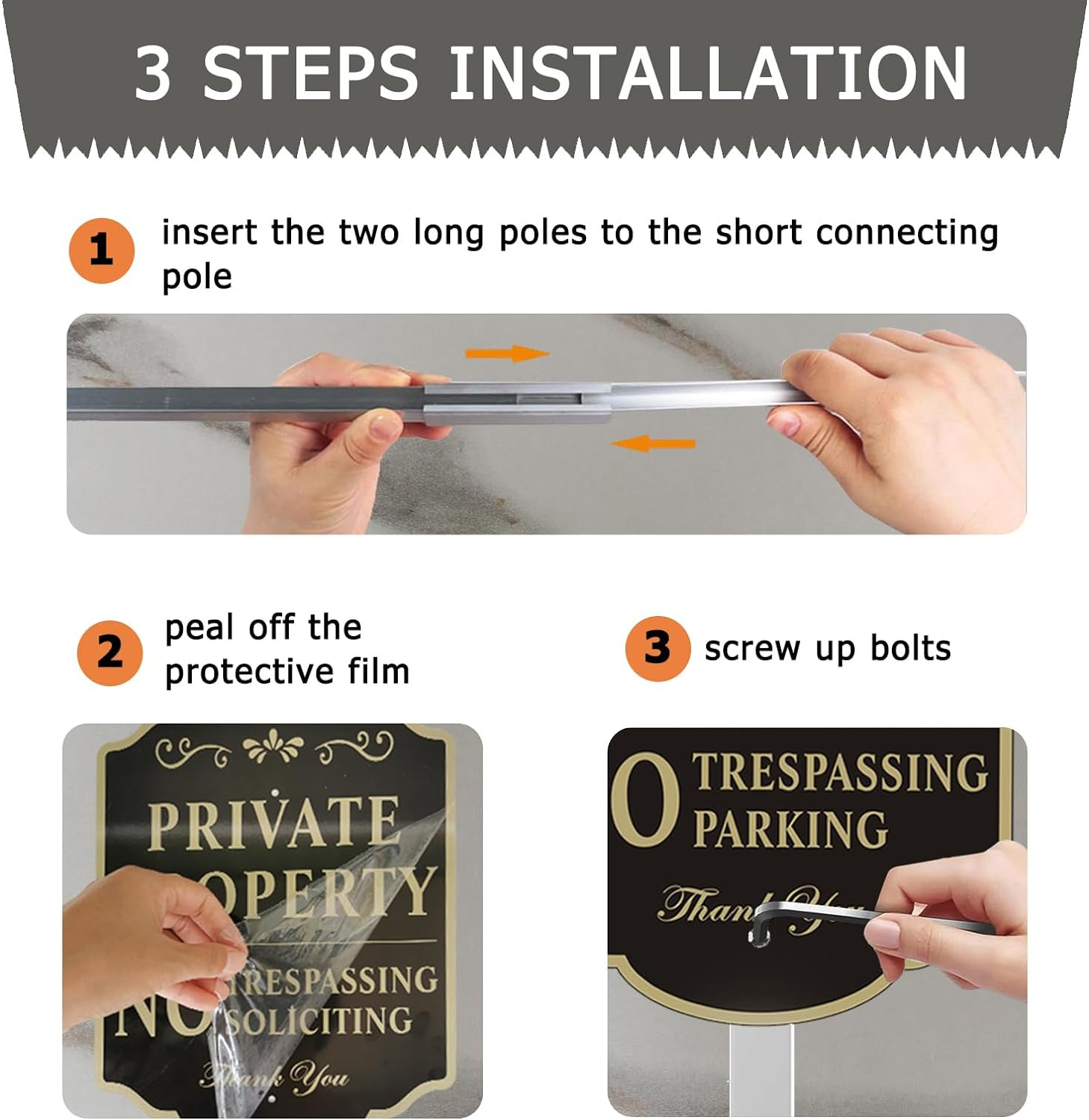 Private Drive Sign 2 Pack 9.6″X13.6″ No Parking No Trespassing with Stake