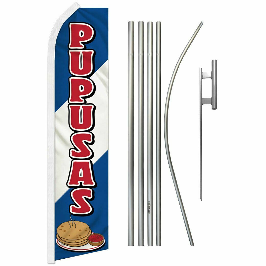 “PUPUSAS” Advertising Super Flag & Pole Kit food