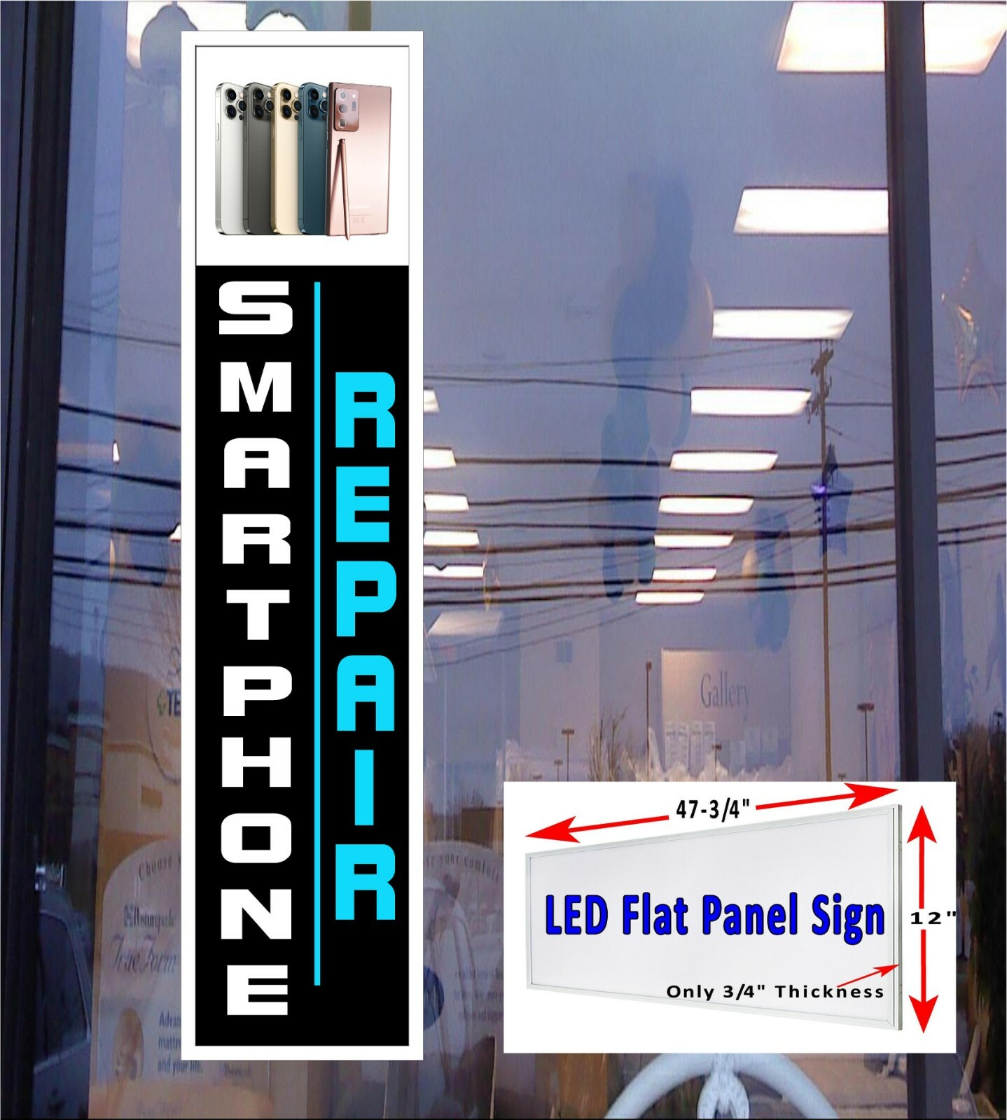 Computer Smartphone Game Console Repair LED light box window signs 48″x 12″