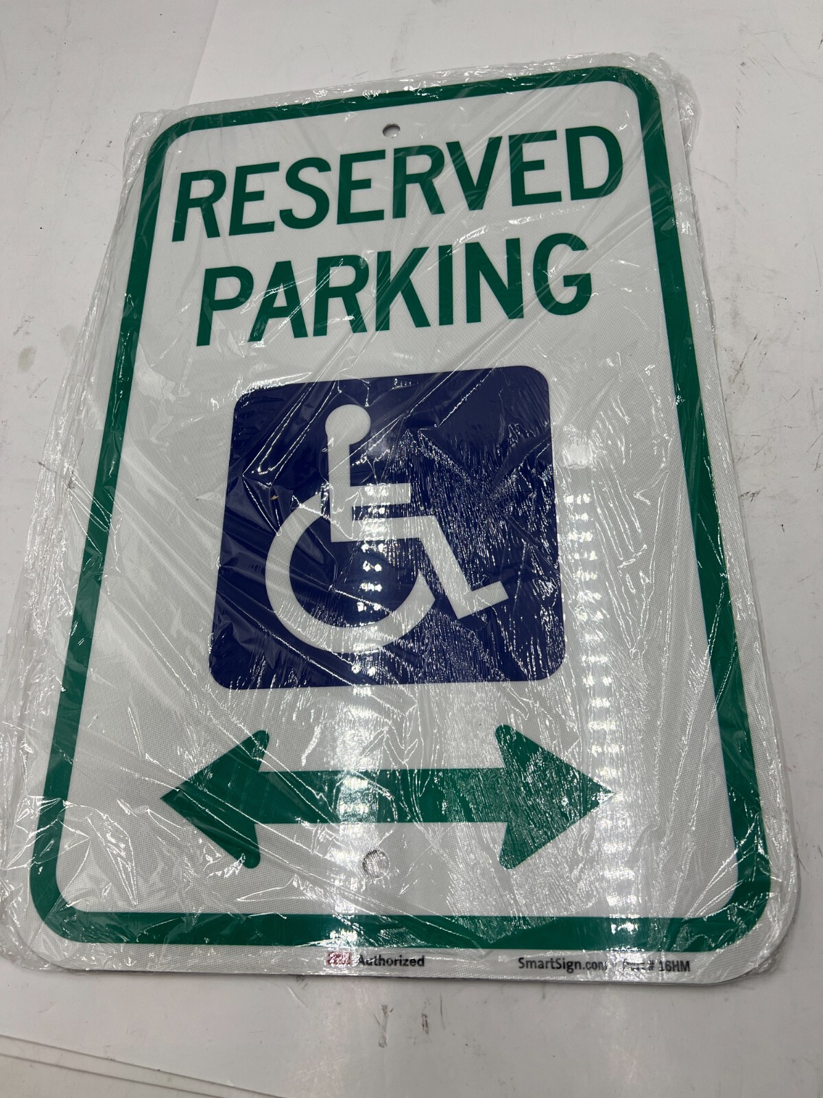 (QTY 2) SmartSign “Reserved Parking” Handicap Parking Sign Bi-Arrow 12″ x 18″