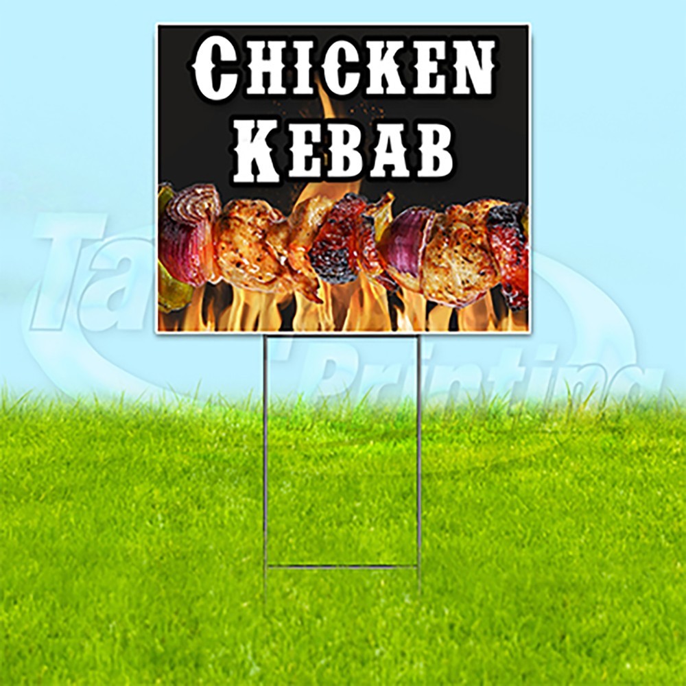 CHICKEN KEBAB 18×24 Yard Sign Food Plastic Corrugated WITH STAKE USA YS00199
