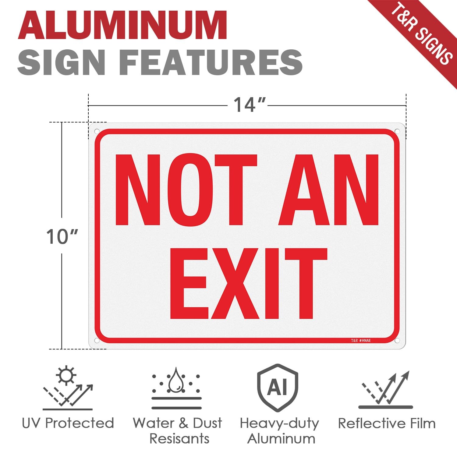 T&R Large Not An Exit Sign – 2 Pack – 14 x 10 Inches Rust Free .040 Aluminum …