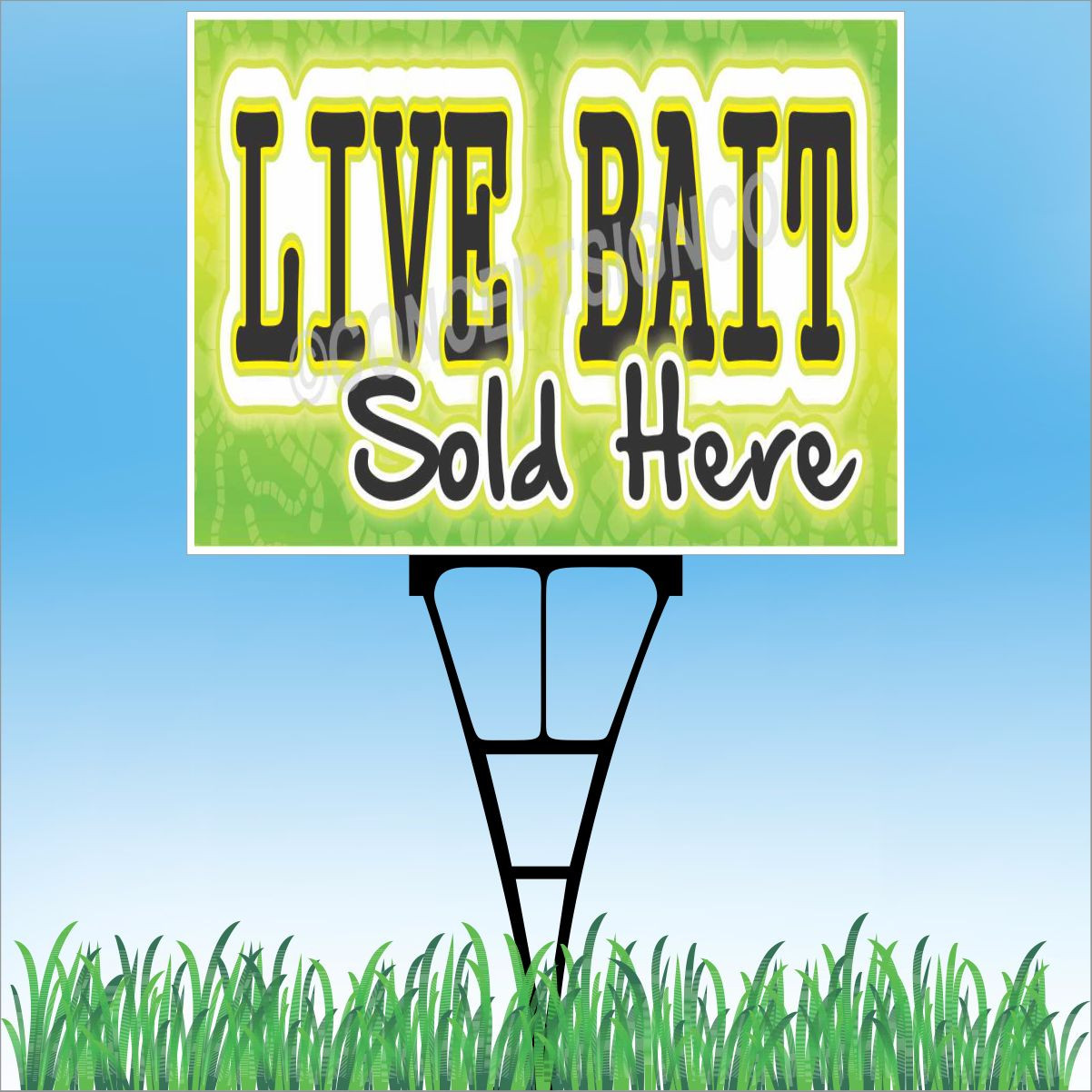 18″x24″ LIVE BAIT SOLD HERE Outdoor Yard Sign & Stake Sidewalk Lawn Tackle Worms