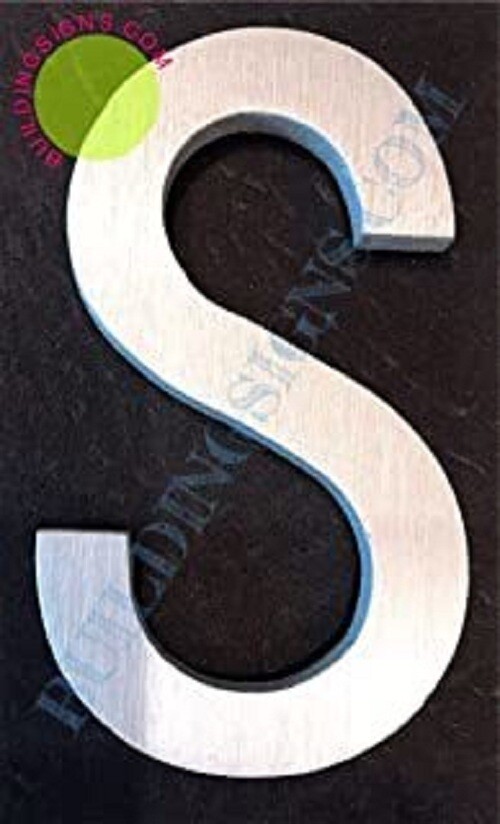 Aluminum Letter S Sign (Brush Silver,, Rust Free, 2.75 inch)….-ref0420